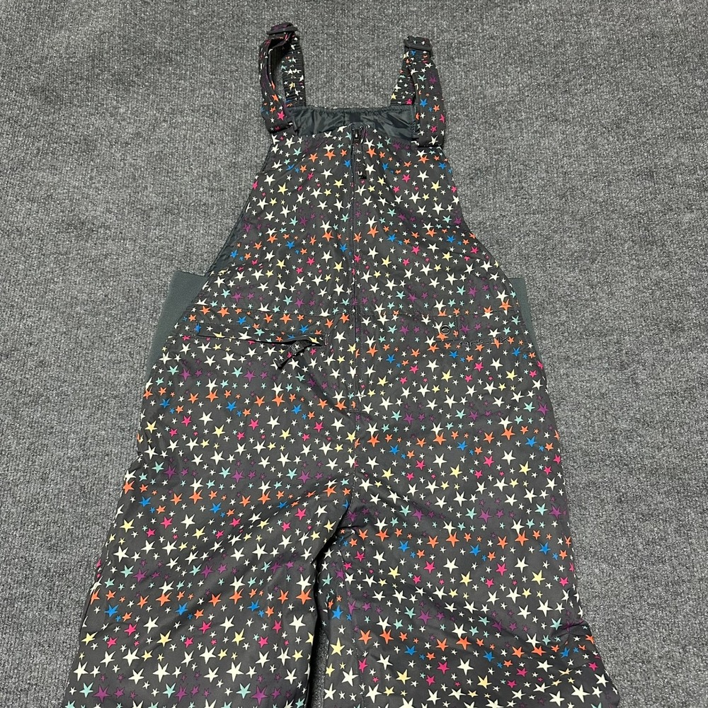 Arctix Kids XL 14/16 Star Print Insulated Winter Snow Bib Overalls Black Multi